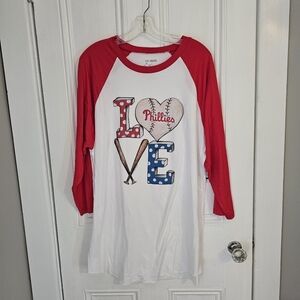 NWT Tiny Turnip TT Gear Unisex XL Philadelphia Phillies LOVE 3/4 Sleeve Raglan